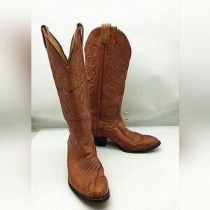 Mens Tony Lama Rustic Cowhide Cowboy Boots. Sz 10.5. Worn About 10 Times.